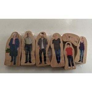 Excellerations Block Family Wooden People Realistic Lot Of 7 Caucasian Cat